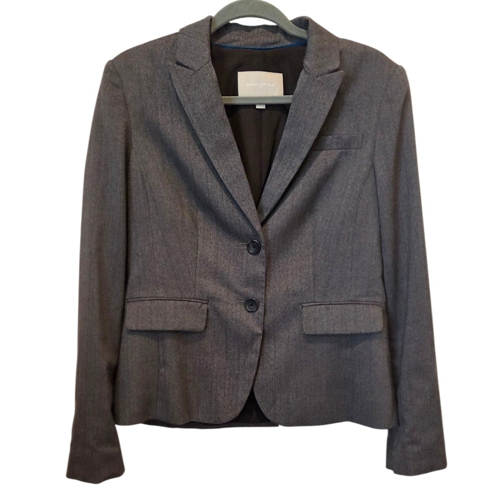 Banana Republic Women's Gray Brown Two Button Blazer Jacket Light Academia